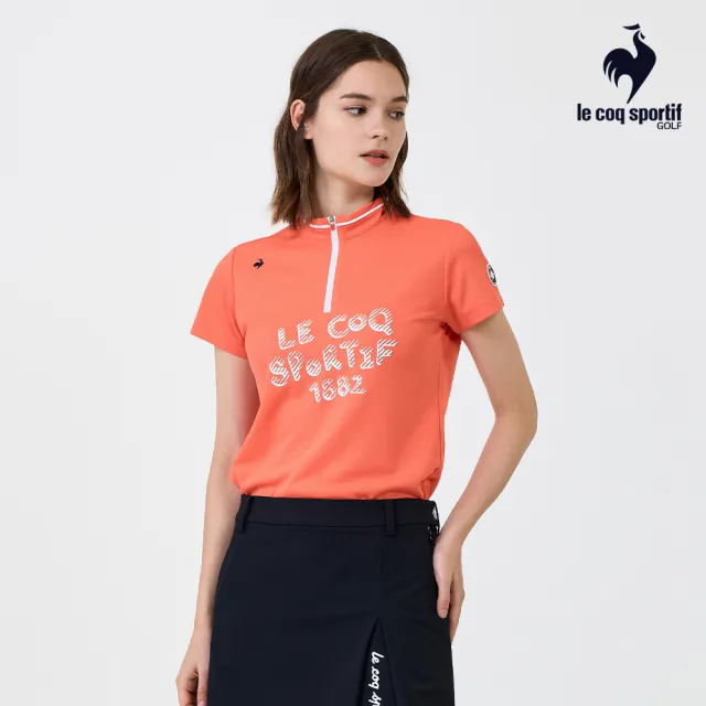 【LE COQ SPORTIF 公雞】高爾夫系列 女款橘色速乾防曬透氣親膚短袖POLO衫 QLX2T207