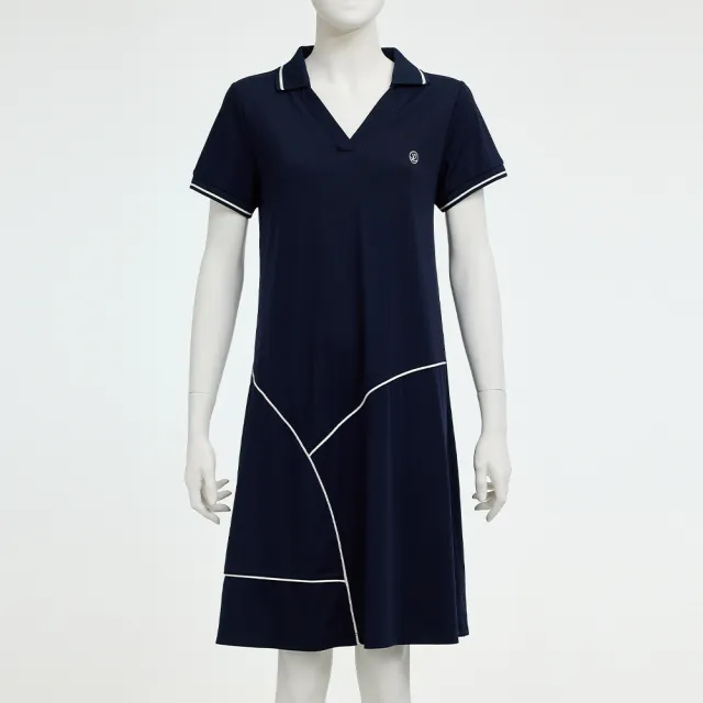 【YUANDONGLI 元動力】修身彈力船長領POLO洋裝(深藍；S-L；4261267001)