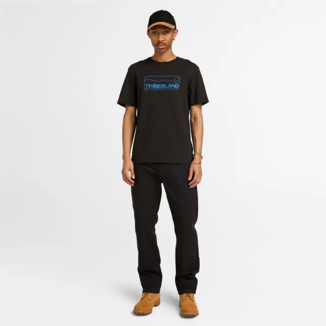 【Timberland】男款黑色圖案短袖T恤(A6NRK001)