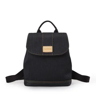 【satana】Denim 磁釦式小後背包 可側背 輕量防潑水 6.9吋手機 台灣製 SDNN0370 - 丹寧黑