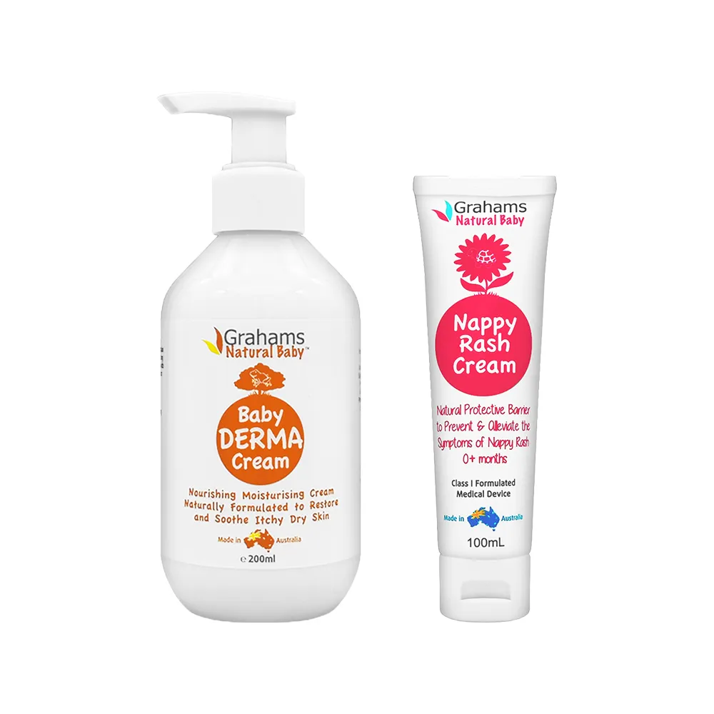 【Grahams 珂然】嬰兒屁屁霜100ml+舒敏潤膚霜200ml(平行輸入版/保濕霜/保濕乳液/屁屁膏)