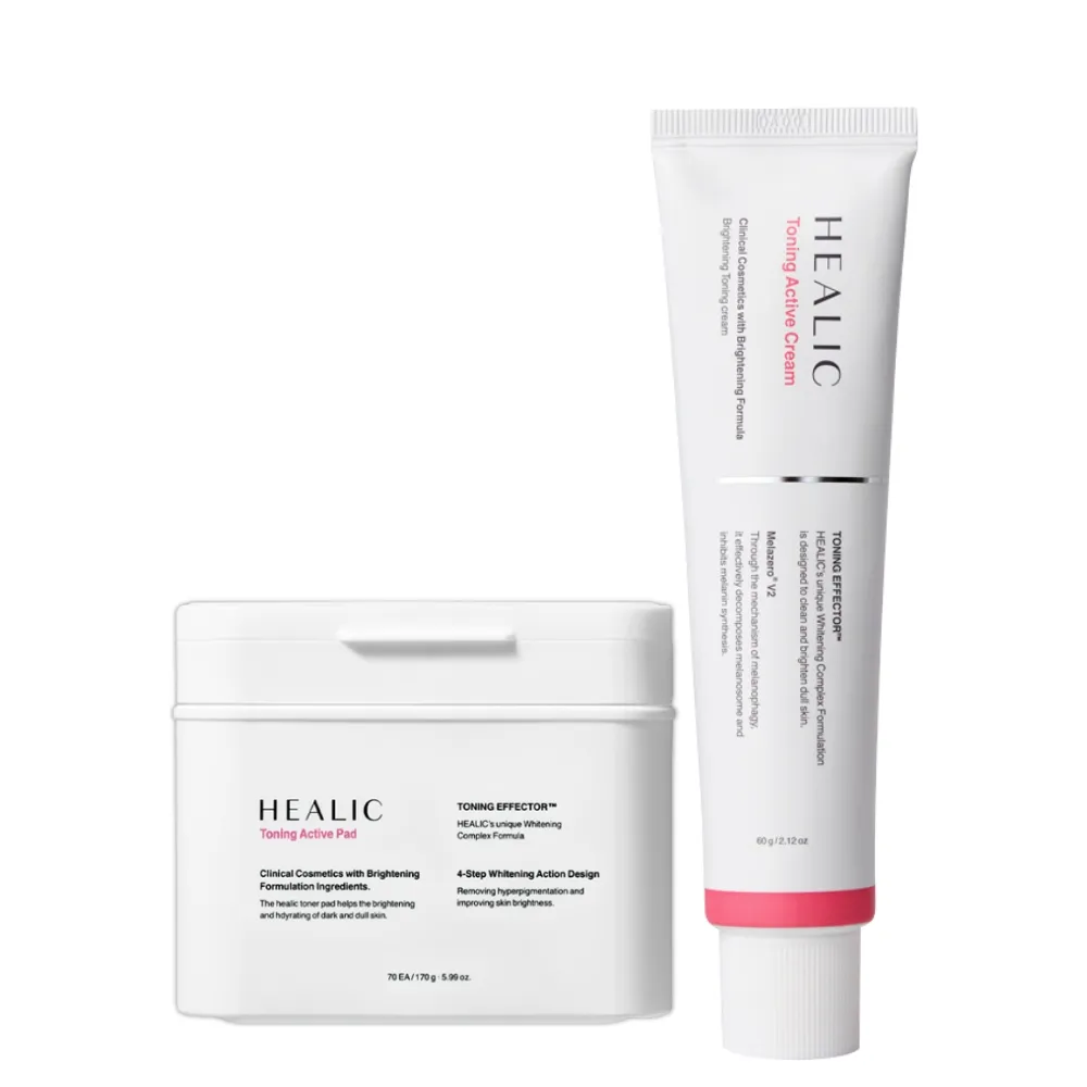 【HEALIC】傳明酸水光亮白組1+1 韓國藥局 改善暗沉蠟黃 棉片70片／盒 面霜60g/條