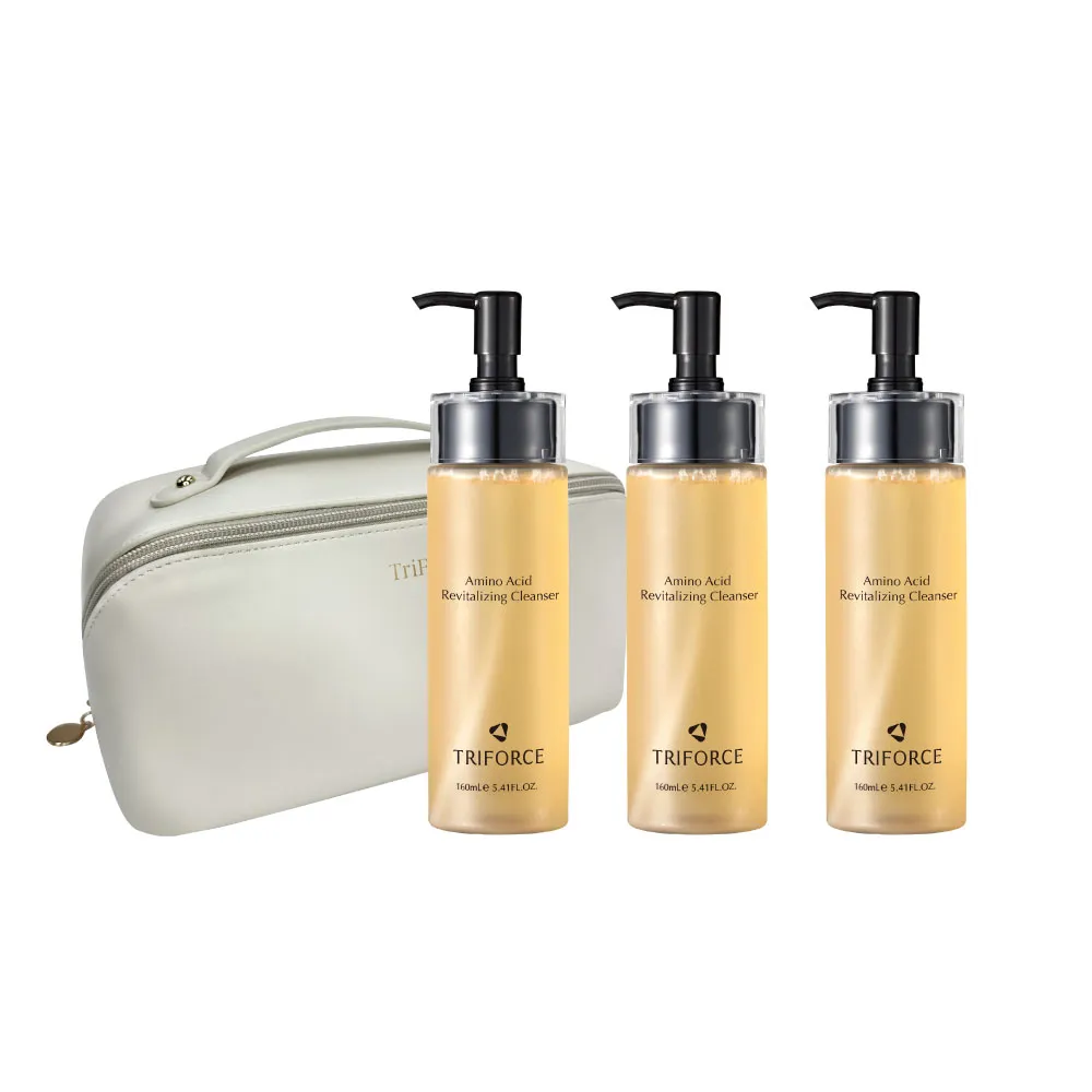 【TRIFORCE 翠芙思】酵母胺基酸洗顏3件組 贈化妝包(洗面乳 推薦 潔顏露 痘痘肌  敏感肌 保濕 養膚型潔顏露)