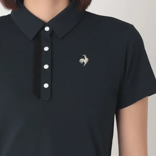 【LE COQ SPORTIF 公雞】高爾夫系列 女款深藍色吸汗速乾防曬透氣短袖POLO衫 QLX2J255
