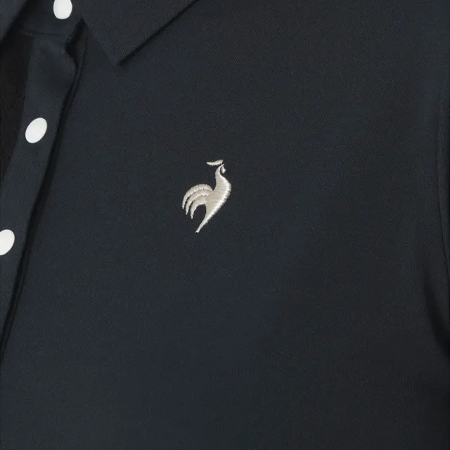 【LE COQ SPORTIF 公雞】高爾夫系列 女款深藍色吸汗速乾防曬透氣短袖POLO衫 QLX2J255