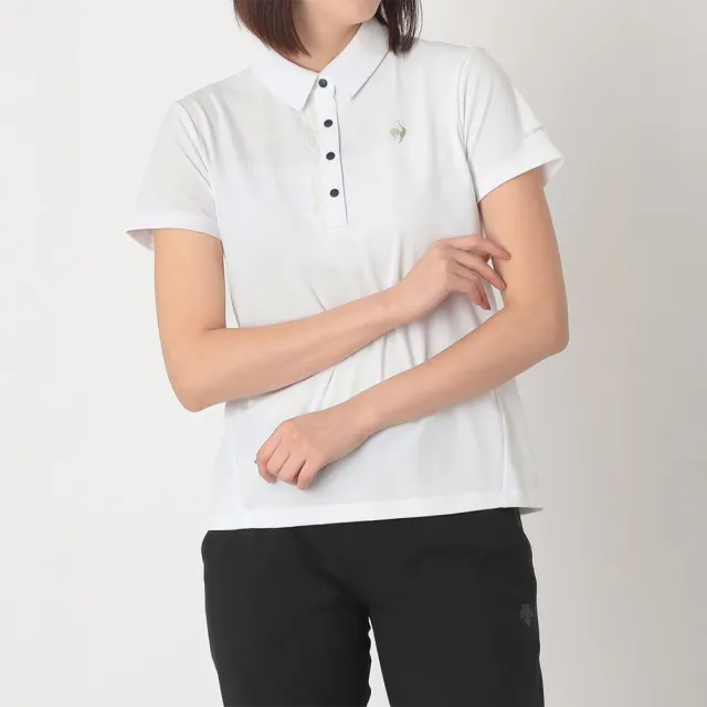 【LE COQ SPORTIF 公雞】高爾夫系列 女款白色吸汗速乾防曬透氣短袖POLO衫 QLX2J255