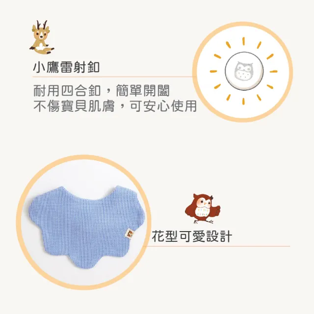 【HiBOU 喜福】4件組純棉鬆餅格花朵造型吸水圍兜兜(鬆餅棉布花朵造型顏色繽紛)