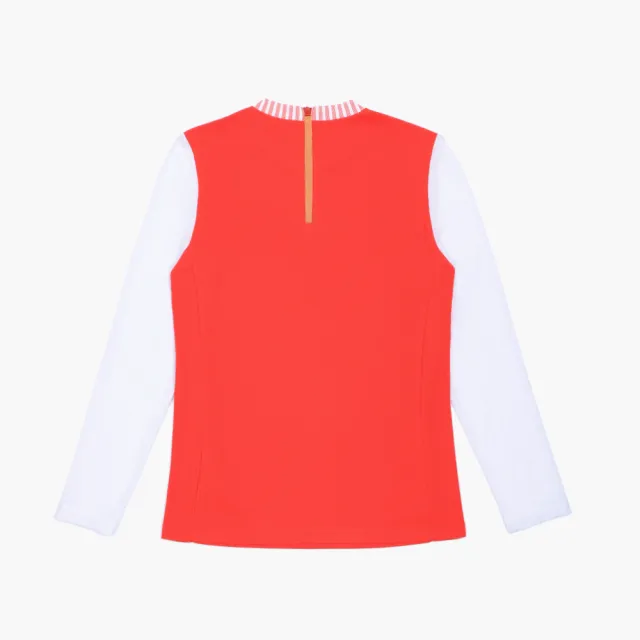 【LE COQ SPORTIF 公雞】高爾夫系列 女款橘色涼感吸濕防曬親膚舒適立領衫 QLX2T213