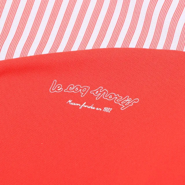 【LE COQ SPORTIF 公雞】高爾夫系列 女款橘色涼感吸濕防曬親膚舒適立領衫 QLX2T213