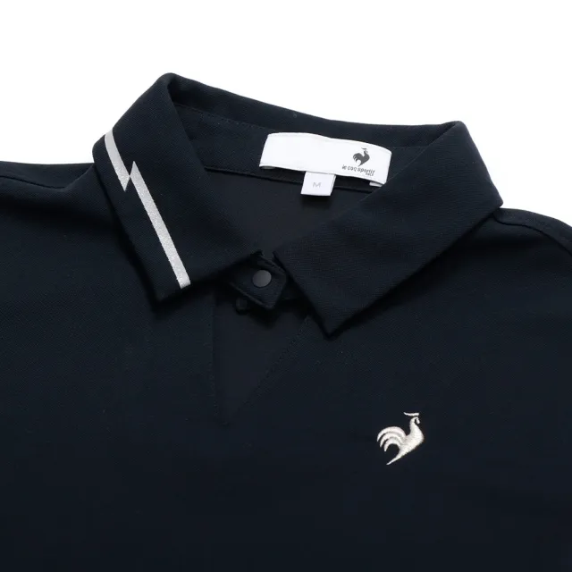 【LE COQ SPORTIF 公雞】高爾夫系列 女款黑色涼感清爽吸濕防曬舒適透氣短袖POLO衫 QLX2T212