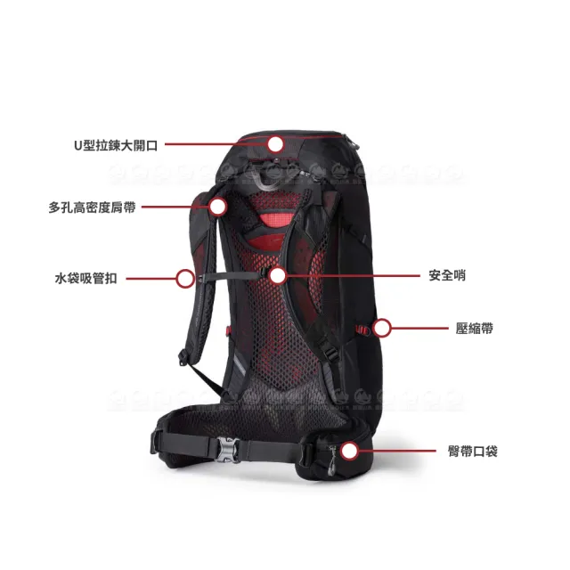 【Gregory】45L ZULU 登山背包《火山黑M/L》145292/雙肩背包/後背包/輕便背包/登山背包