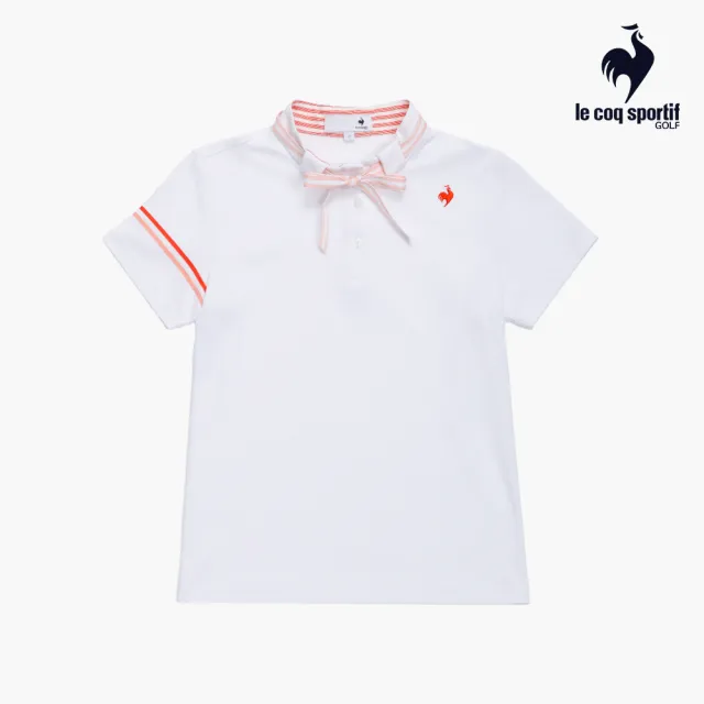 【LE COQ SPORTIF 公雞】高爾夫系列 女款白色吸汗速乾舒適透氣立領衫 QLX2T211