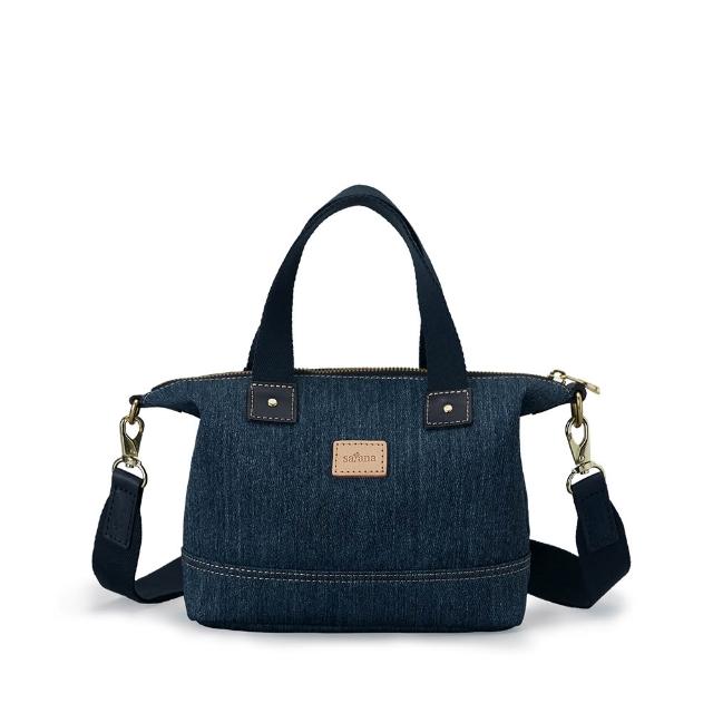 【satana】Denim丹寧牛仔 迷你托特包 手提 肩背 側背 輕量 A5適用 台灣製 SDNN0255-深丹寧藍