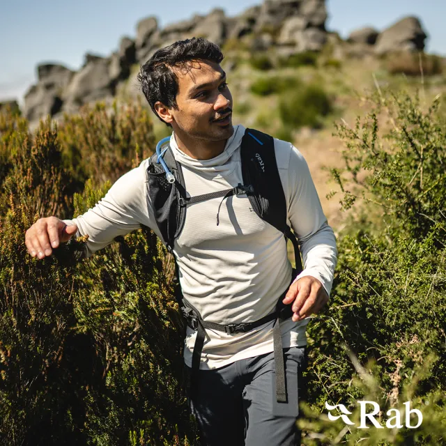 【RAB】Force Hoody 長袖防曬抗臭連帽排汗衣 男款 鵝卵石白 #QCC20