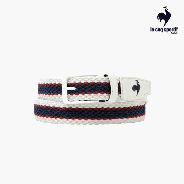 【LE COQ SPORTIF 公雞】高爾夫系列 男款白色舒適透氣百搭款皮帶 QGX0J200