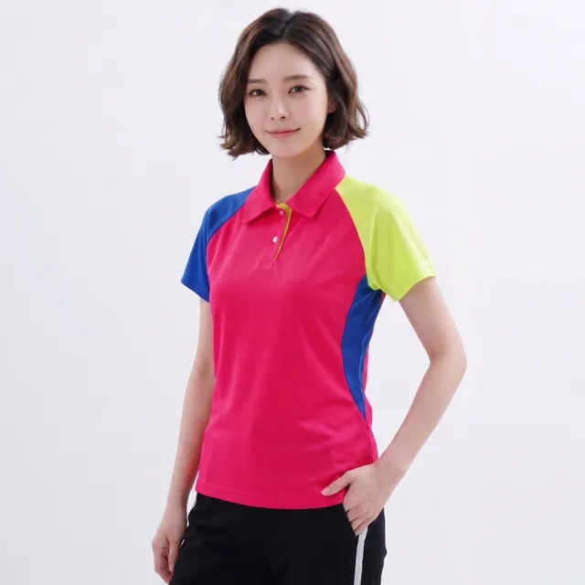 【遊遍天下】MIT台灣製女款顯瘦抗UV防曬涼感吸濕排汗機能POLO衫 玫紅(M-5L)