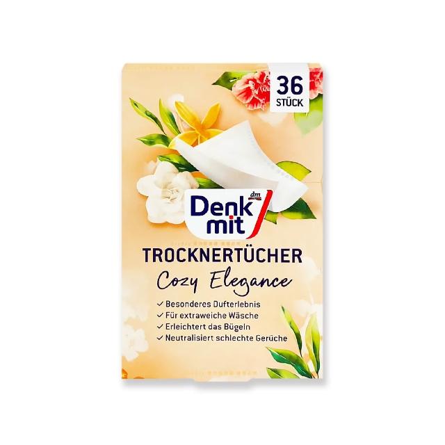 德國DM Denk mit-乾烘衣機專用衣物柔軟防皺除臭去靜電香氛紙-花香杏色36片/盒(防靜電烘衣紙香片)