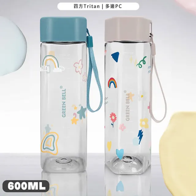 【GREEN BELL 綠貝】Tritan手提童趣水壺600ml2入組(隨行 輕巧 兒童 開學 野餐 不含BPA)