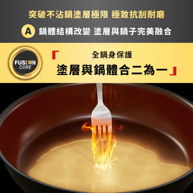 【Tefal 特福】法國製 精悍系列24cm不沾鍋深煎鍋/硬悍鍋(加蓋)(不挑爐具、IH爐可用鍋)