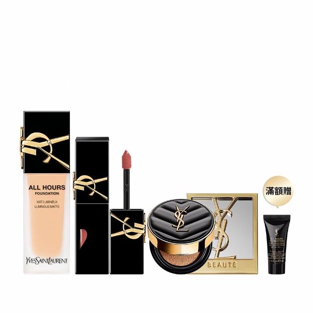 【YSL】官方直營 恆久完美水光彩妝組(午夜粉底+奢華印記鎖心光唇釉)