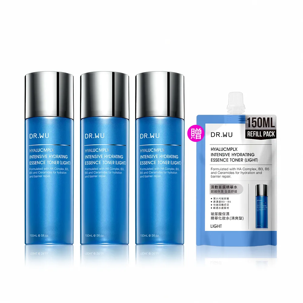 【DR.WU 達爾膚】玻尿酸保濕精華化妝水150ML(清爽型 3入組)