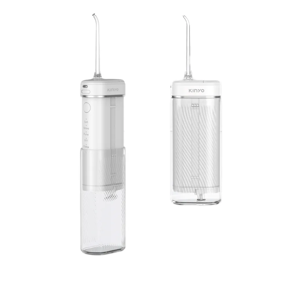 【KINYO】伸縮隨身攜帶型USB充電脈衝健康沖牙機/沖齒機/洗牙器/潔牙器(IPX7級防水.360度深入清潔)