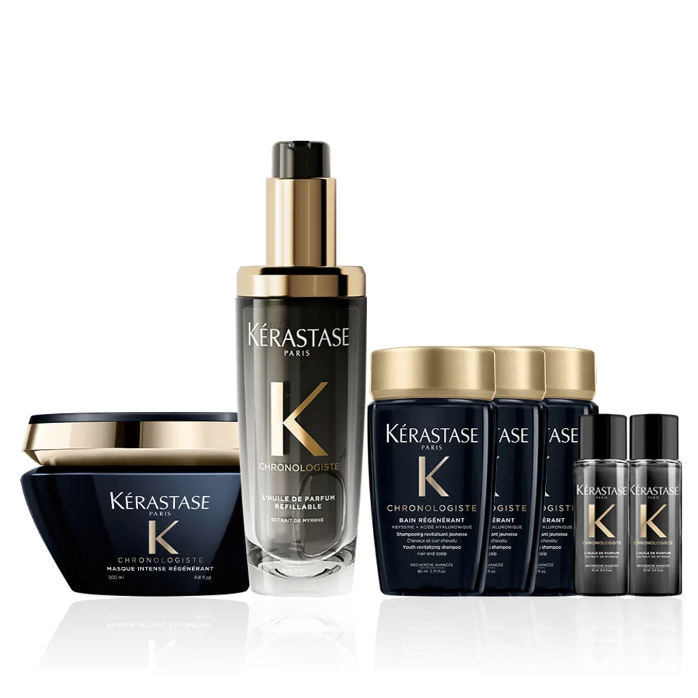 【KERASTASE 巴黎卡詩】黑鑽極萃逆時寵奢組(髮油+髮膜/新升級/護髮油)