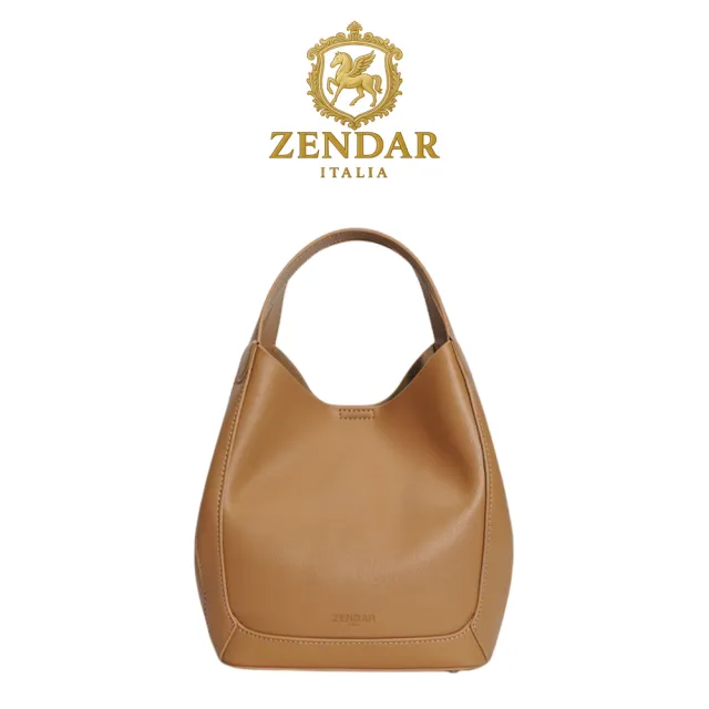 【ZENDAR】直播限定 限量1折 頂級小牛皮菜籃子肩背包 露西亞系列 全新專櫃展示品 (餅乾色)