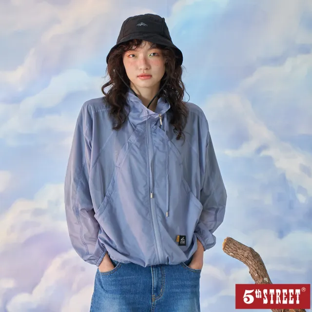【5th STREET】女裝 防曬外套 拼接 網格 連帽 紫色(510584)