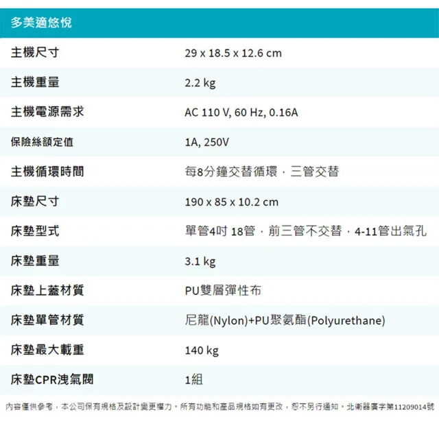 【雃博】多美適 悠悅 氣墊床(贈品：床包x2)