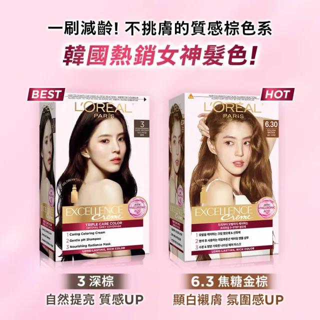 【L’OREAL Paris 巴黎萊雅】優媚霜三重護髮染髮霜-韓韶禧PICK/沙龍級染護