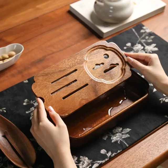 超微米-茶盤 免安裝茶臺 茶杯置物架 儲水茶盤 小型幹泡臺 家用一人小茶臺 幹泡臺 茶托盤（長28）