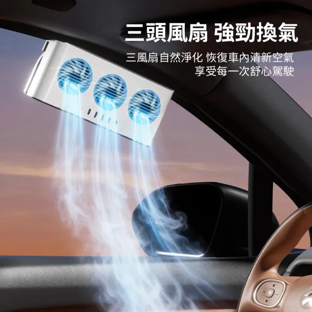【STAGWAY】太陽能車載三頭風扇 多功能汽車排氣扇 空氣循環通風扇 車用換氣扇 車內通風散熱器 降溫排風扇