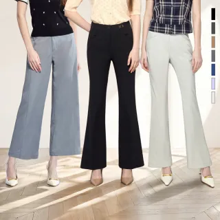 【MYVEGA 麥雪爾】MA涼感3D裁剪八分微喇叭寬褲/喇叭褲-共二款(喇叭褲/女寬褲/涼感褲/西裝褲)