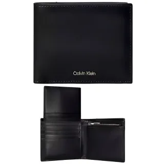 【CALVIN KLEIN】CK 活動卡夾附零錢袋短夾 禮盒組-帥氣黑(ck短夾 黑色 男夾 男皮夾 男皮包 男女通用)