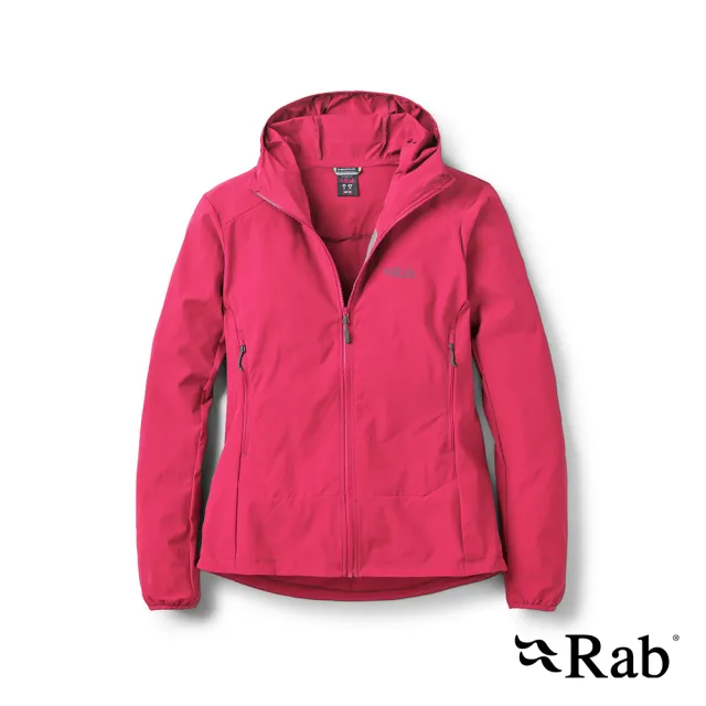 【RAB】Borealis Hoody Wmns 彈性防風透氣連帽外套 女款 西瓜紅 #QWS77