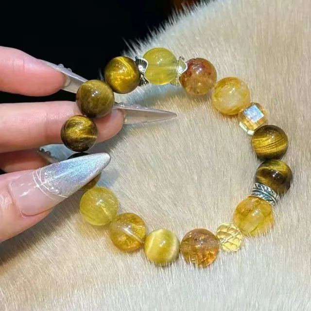 【桃花源創意工坊】虎眼石多寶水晶多寶水晶手鍊