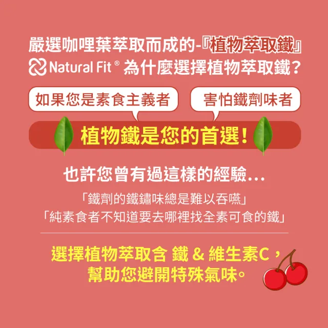【Natural Fit 活粒適】植物萃取含鐵&維生素C膠囊 三入組 60粒/入(素食 咖哩葉萃取植物鐵 補鐵)