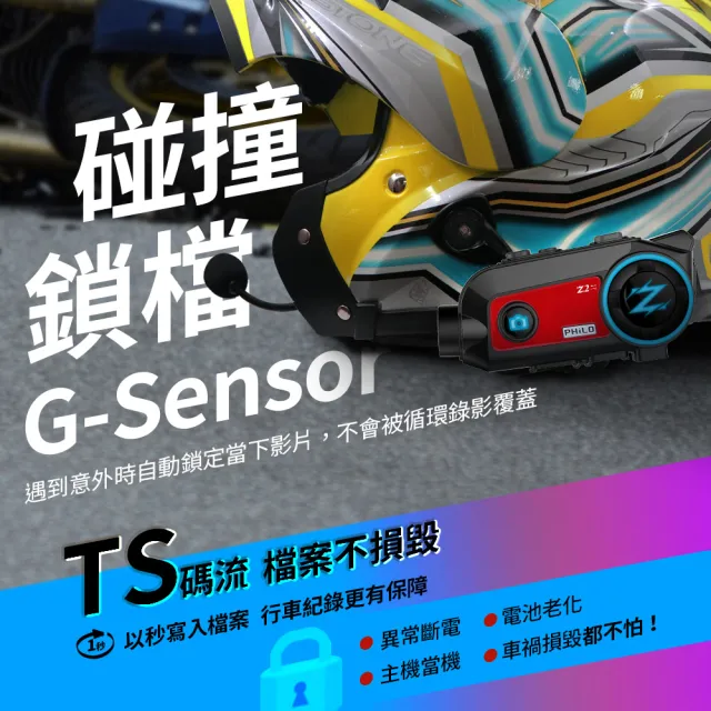 【Philo 飛樂】官方旗艦店 Z2雙向版 8H續航 藍牙對講 機車行車記錄器(降躁/廣角/安全帽耳機/贈64G)