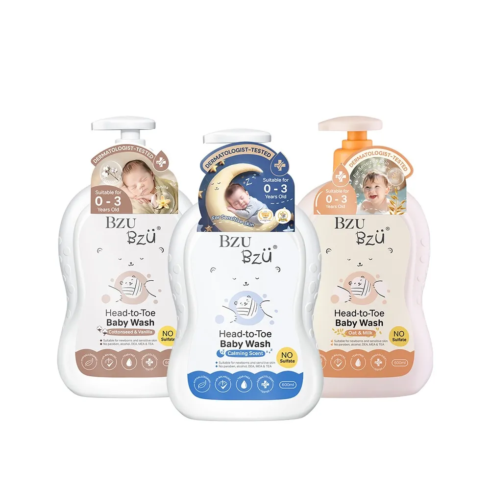 【BZU BZU】嬰兒洗髮沐浴乳 600ml(舒緩香/燕麥牛奶/棉花籽香草 任選)