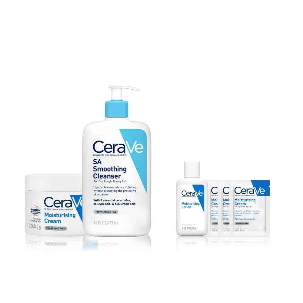 【CeraVe 適樂膚】角質代謝嫩膚組★長效潤澤修護霜340g*水楊酸煥膚淨嫩潔膚露 473ml(改善乾燥粗糙顆粒)