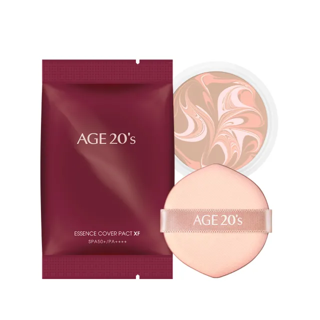 【AGE20】緋紅逆時光澤爆水粉餅 粉蕊補充包（12.5g）含粉撲／BE-21亮白色(防曬SPF50+/PA++++/台灣總代理)