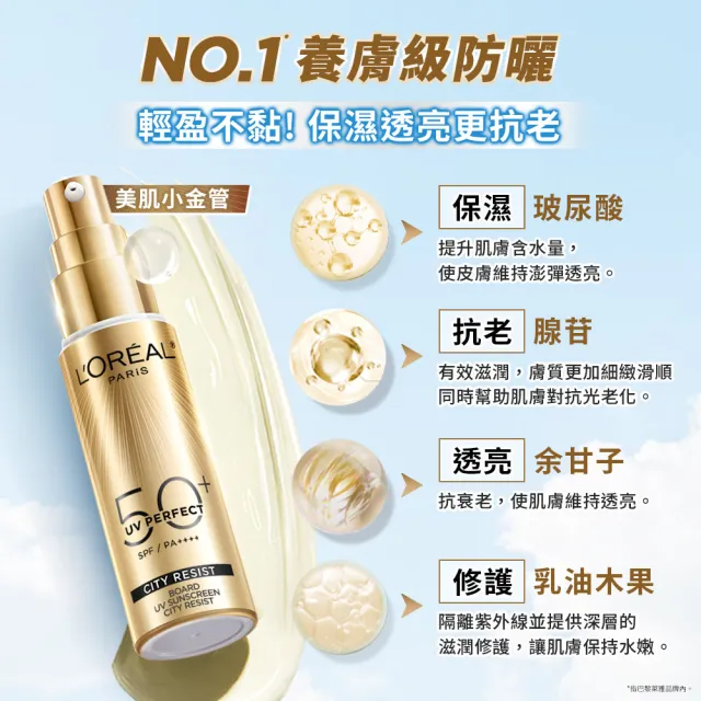 【L’OREAL Paris 巴黎萊雅】多效防護輕裸美肌乳30ml_美肌小金管/控油小銀管(防曬/妝前乳)