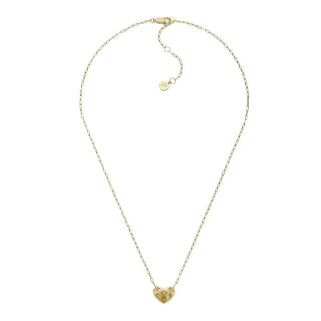 【FOSSIL】Sadie 璀璨愛心吊墜項鍊-金 JF04856710 母親節 禮物 送禮