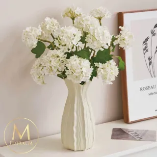【Floral M】法式陶瓷妮娜奶油蕾絲復古花瓶(花瓶/插花/玻璃瓶/花器/花盆/陶瓷花瓶/桌面擺飾/居家裝飾)
