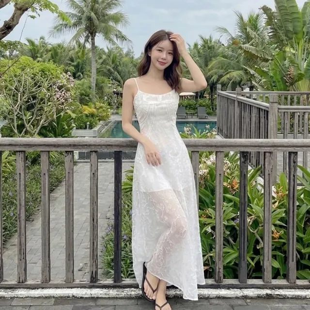 【SeasonsBikini 】甜美印花透膚連身長洋裝-248