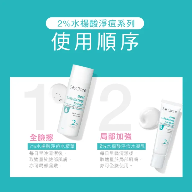【St.Clare 聖克萊爾】2%水楊酸淨痘水精華100mlx2入(淨油抗痘/代謝粉刺)