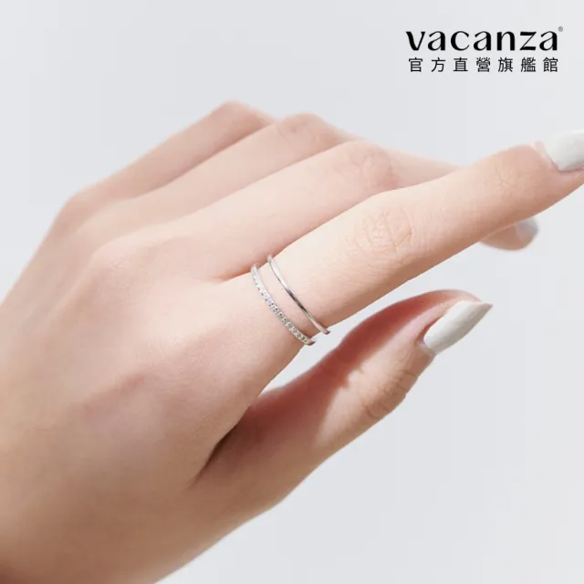 【vacanza】雙層單排鑽 925純銀飾品 純銀戒指(抗過敏 情人節禮物 生日禮物)