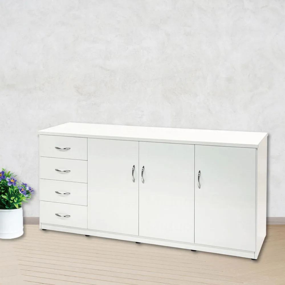 【Miduo 米朵塑鋼家具】5.4尺四抽屜三門收納櫃 開門電器櫃 碗盤櫃 防水塑鋼家具