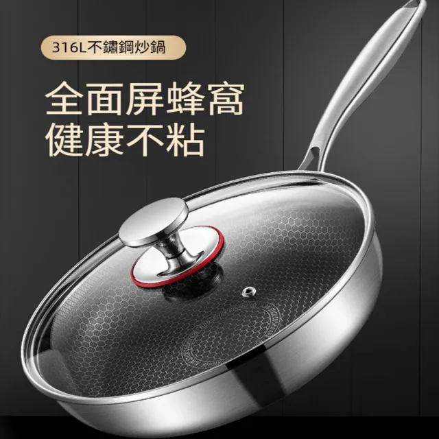 【Quality 聚家】不鏽鋼平底鍋 炒鍋 煎鍋 牛排鍋 不粘鍋 28CM/無塗層/耐酸堿耐腐蝕/導熱迅速/不挑爐竈